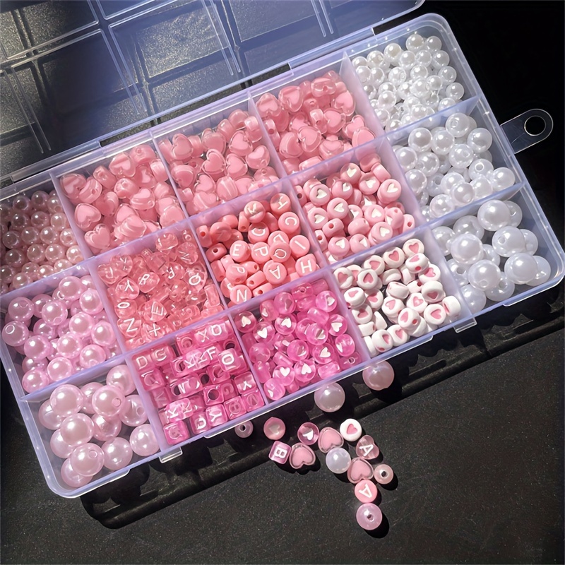 Jewelry Making Kit - Caja de Alfabeto Rosa de 10