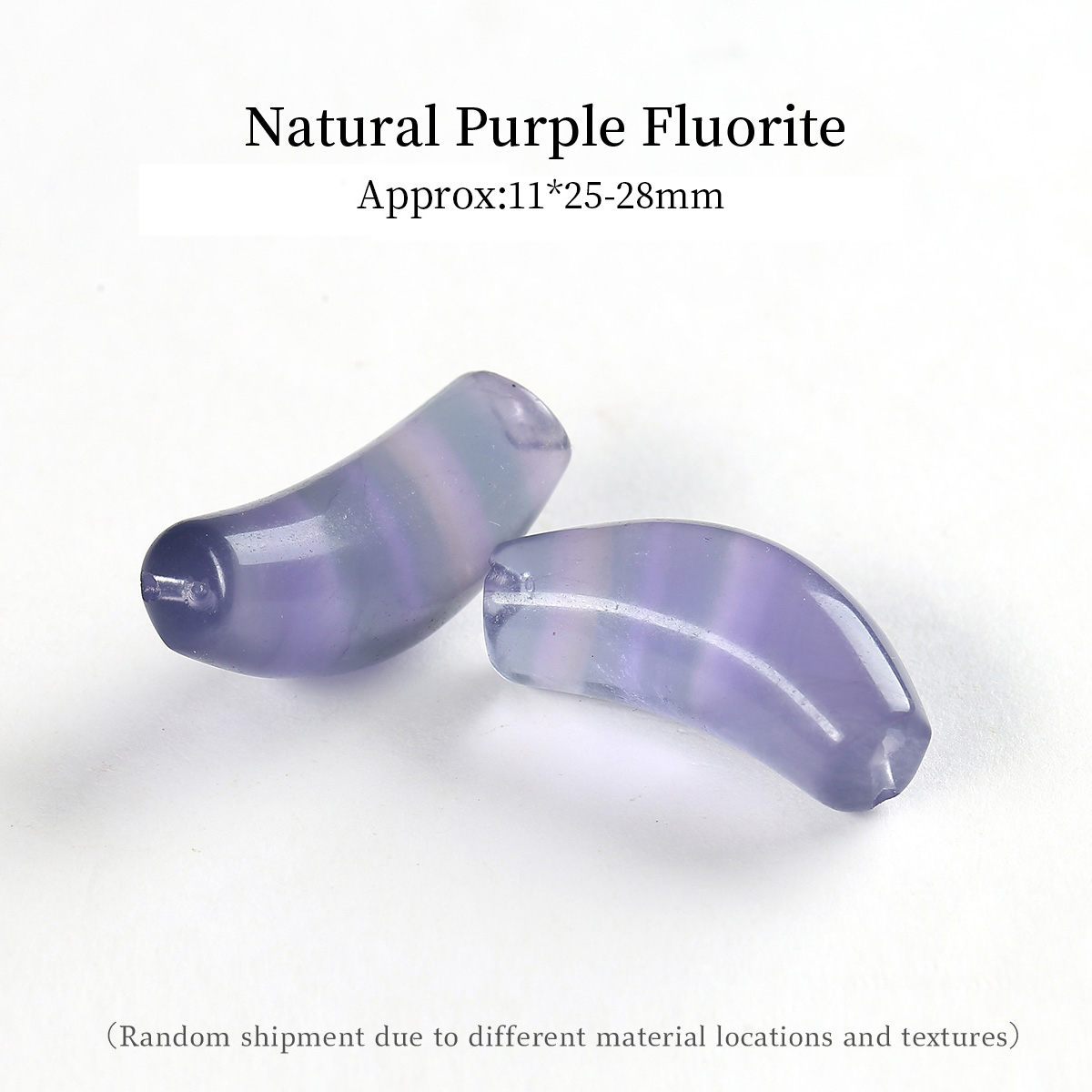 Crimp Bead Tube - Cuentas de fluorita morada natural en