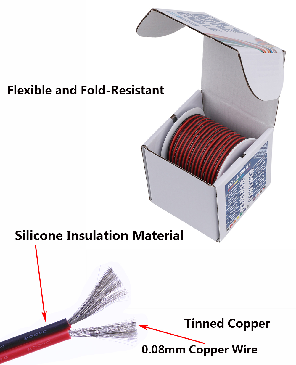 Cable de silicona negro y rojo - Wire 22 Gauge Copper reseña y precio
